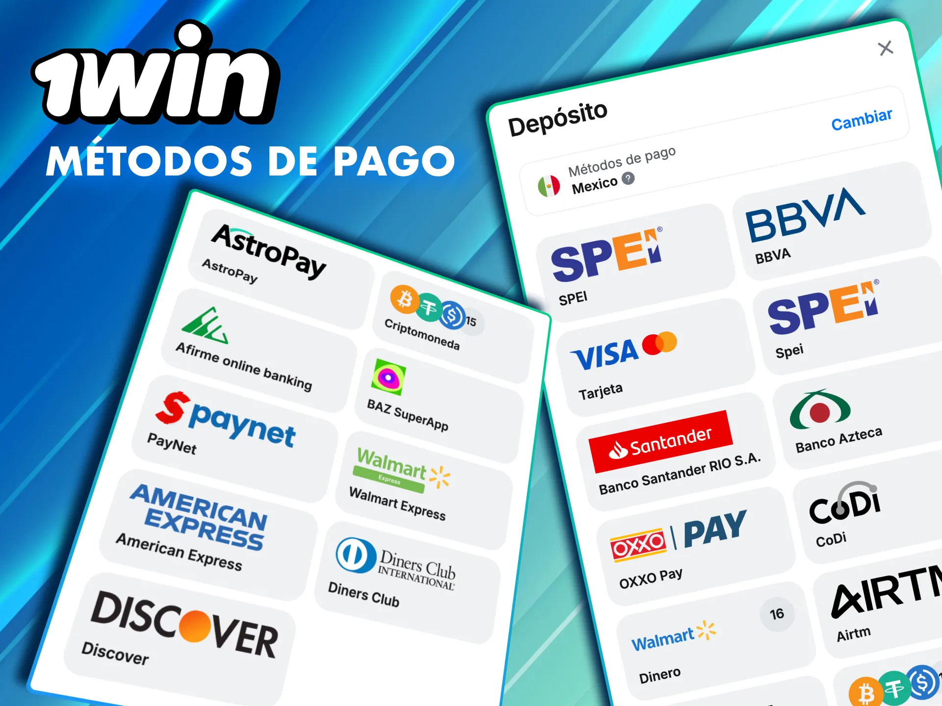 Pagos flexibles en 1Win con tiempos variables según el método.
